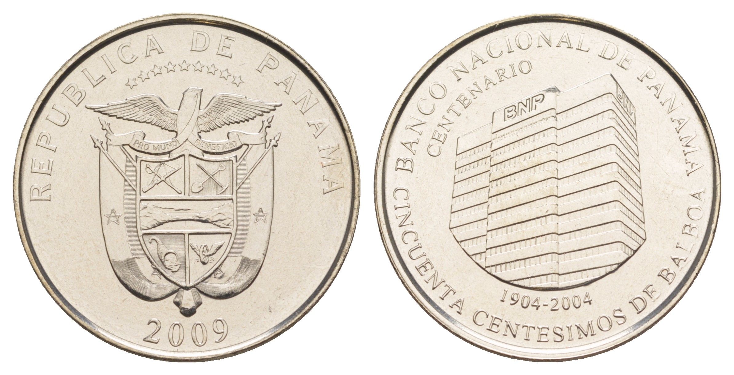 Панама 1/2 бальбоа (50 сентесимо) 2009 100 лет Национальному банку Панамы KM 139 медь плакированная медно-никелем UNC 4645-143