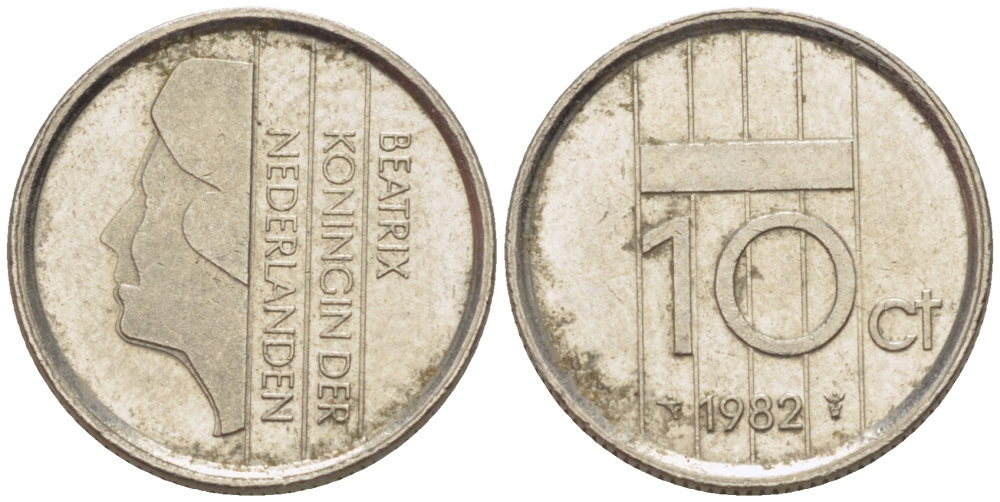 Нидерланды 10 центов 1982 Беатрикс (1980-2013) KM 203 никель 4396-925