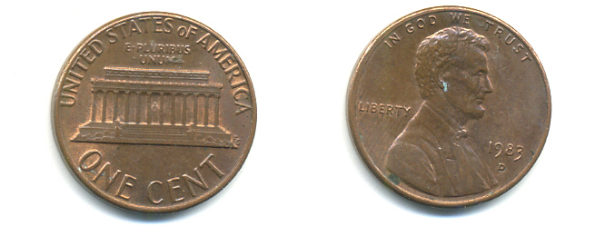 США 1 ЦЕНТ 1983 D, ЛИНКОЛЬН KM 201b цинк плакированный медью 179-362