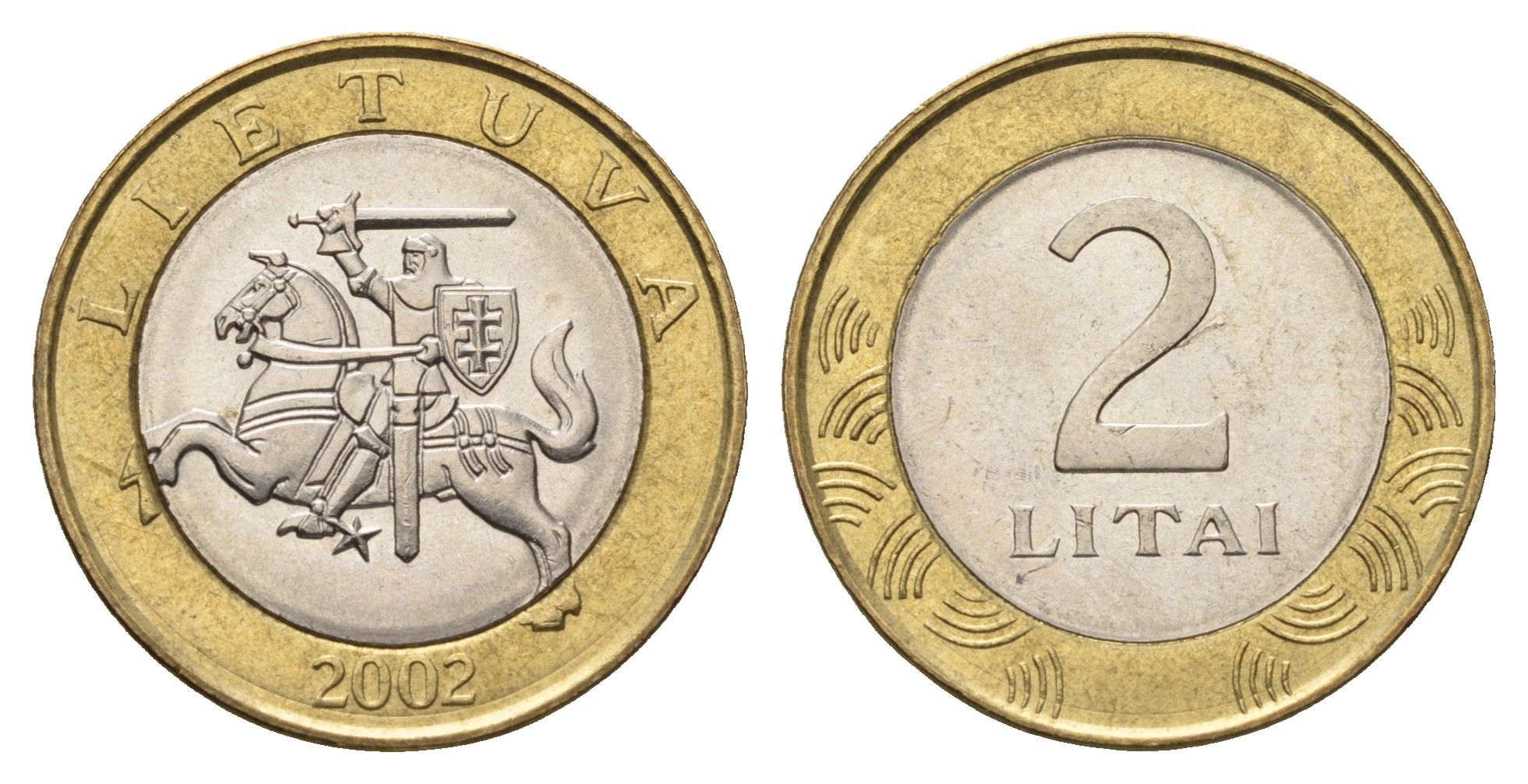 Литва 2 лита 2002 KM 112 биметалл UNC 4364-1954