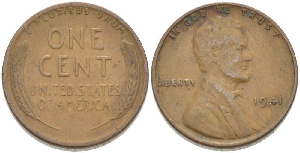 США 1 ЦЕНТ 1941 ЛИНКОЛЬН KM 132 бронза 3309-449