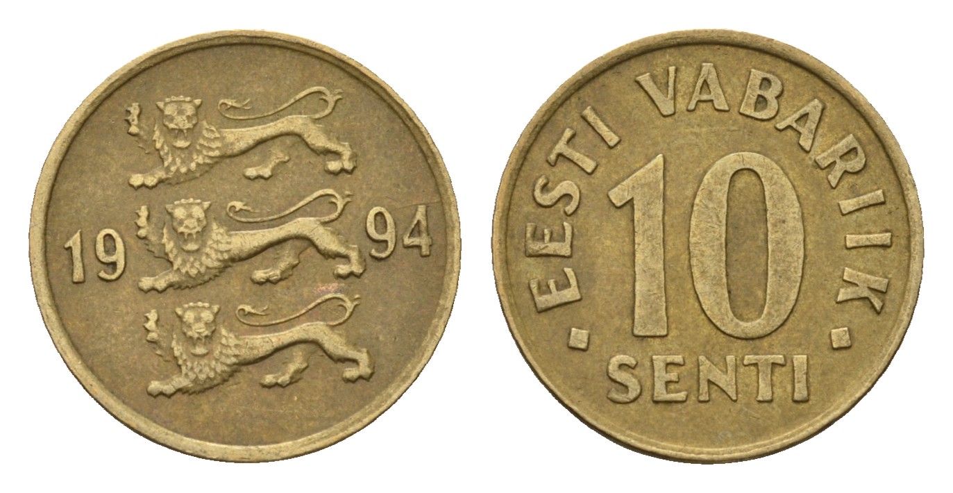 Эстония 10 сентов 1994 KM 22 латунь 4696-141