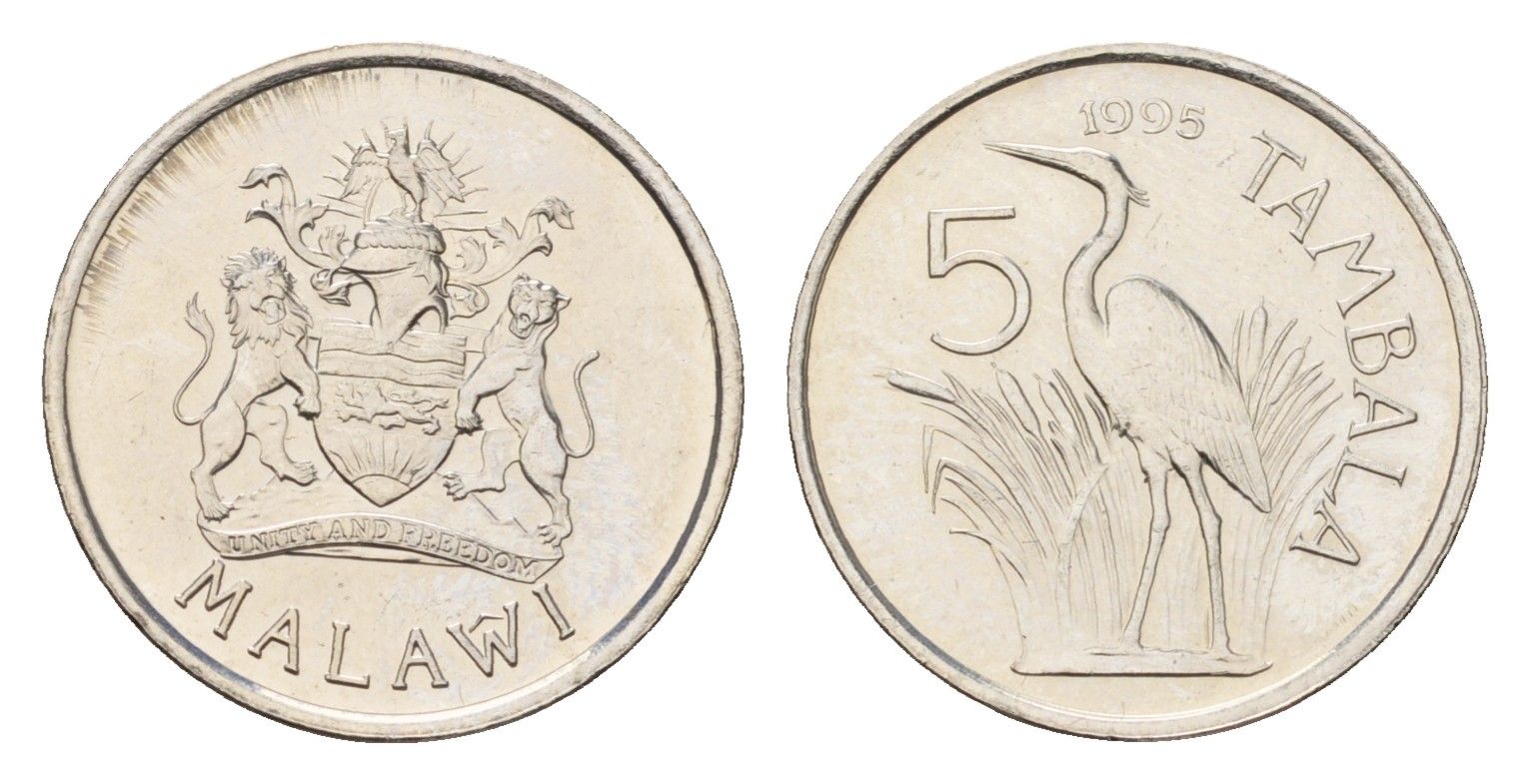 Малави 5 тамбал 1995 KM 32.1 сталь плакированная никелем UNC 4588-952