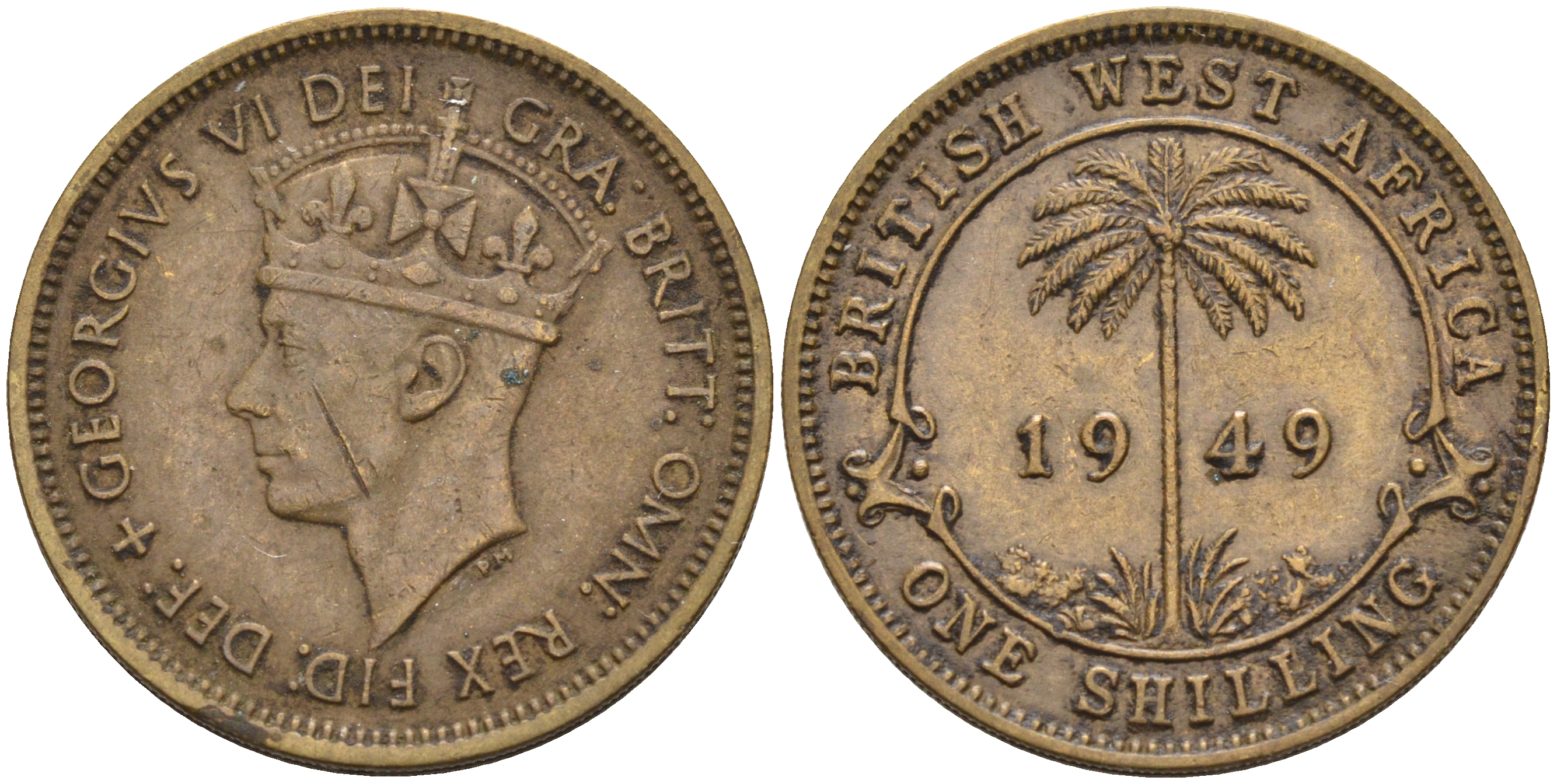 Британская Западная Африка 1 шиллинг 1949 Георг VI (1937-1952) KM 28 никель латунь 4589-734