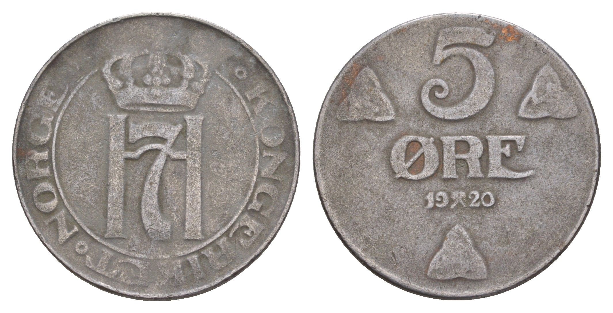 Норвегия 5 эре 1920 Хокон VII (1905-1957) KM 368a железо 4654-941