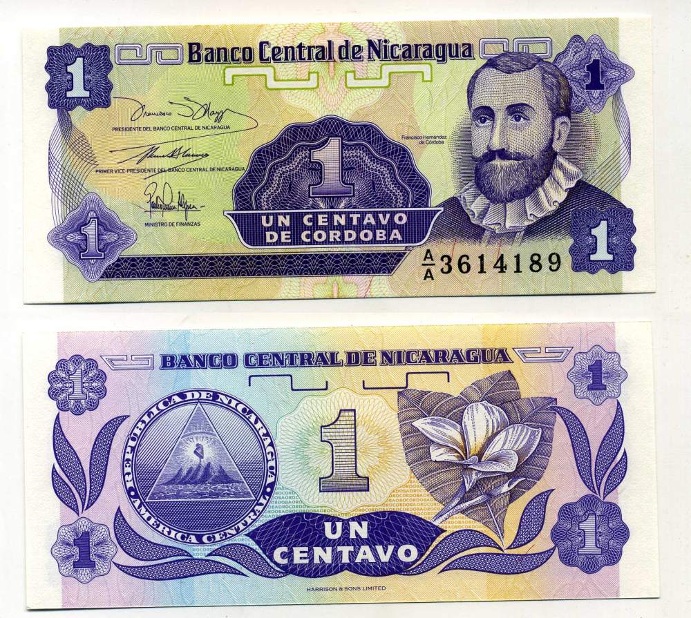 Никарагуа 1 сентаво ND (1991) Франсиско Эрнандес де Кордоба, плюмерия Pick 167 бумага UNC (ПРЕСС) 8595-9-2-2
