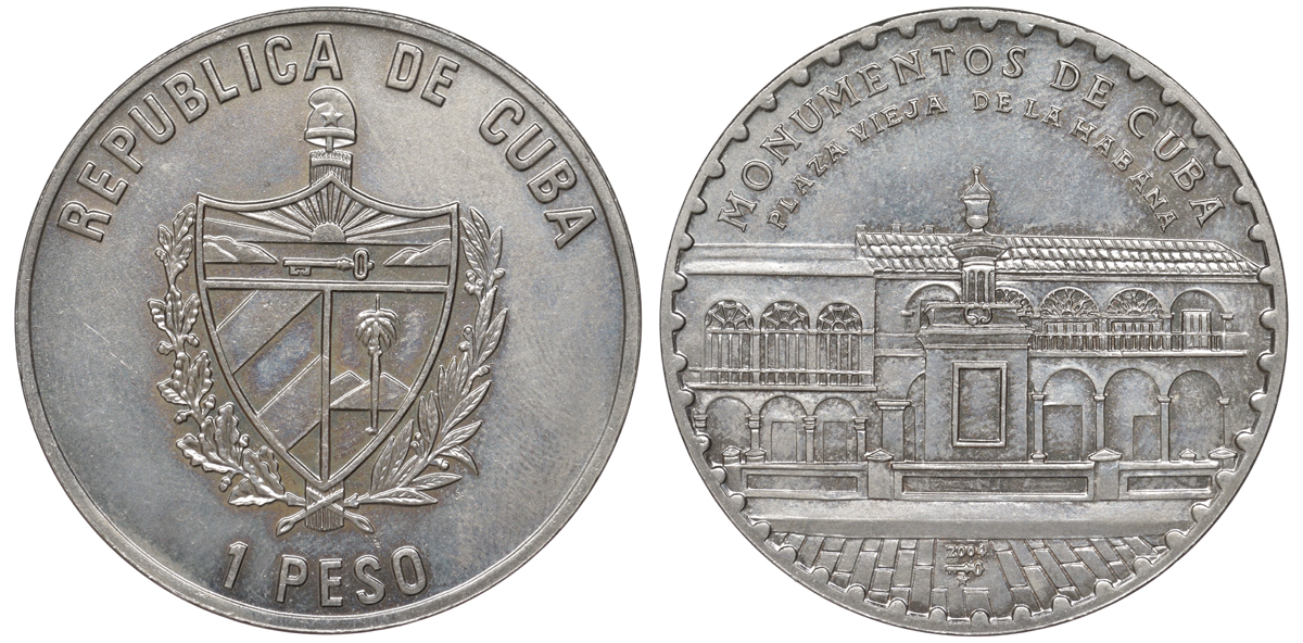Куба 1 песо 2004 памятники Кубы, старая площадь (пласа Вьеха) CU-000410 медно-никель UNC 118-922