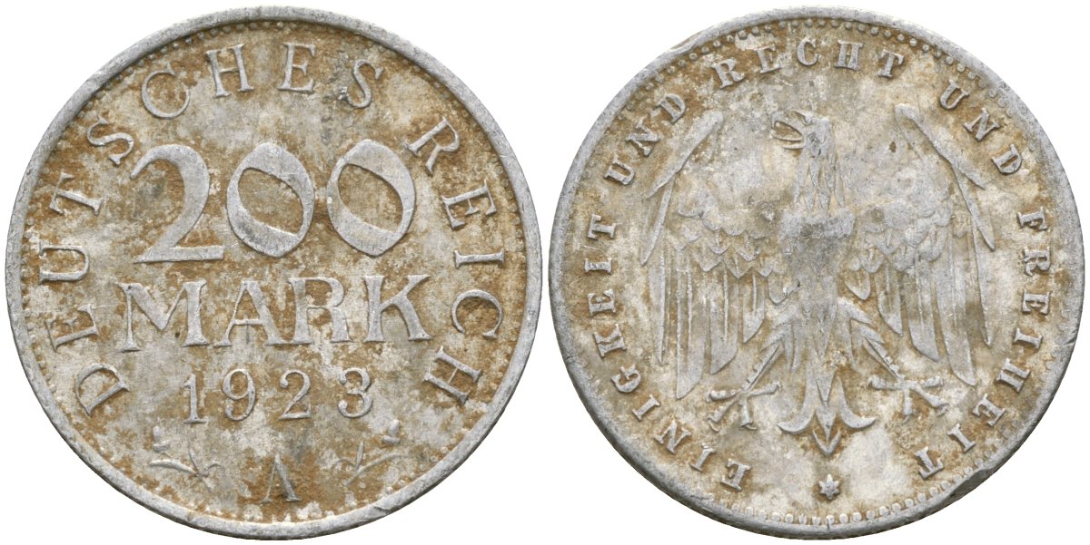 Германия 200 марок 1923 A KM 35 алюминий 4171-1046