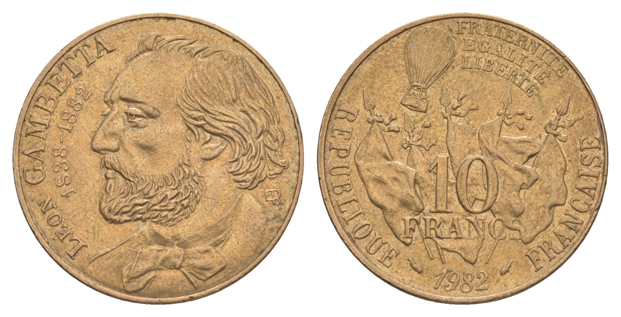 Франция 10 франков 1982 100 лет со дня смерти Леона Гамбетта KM 950 никель латунь 4637-312