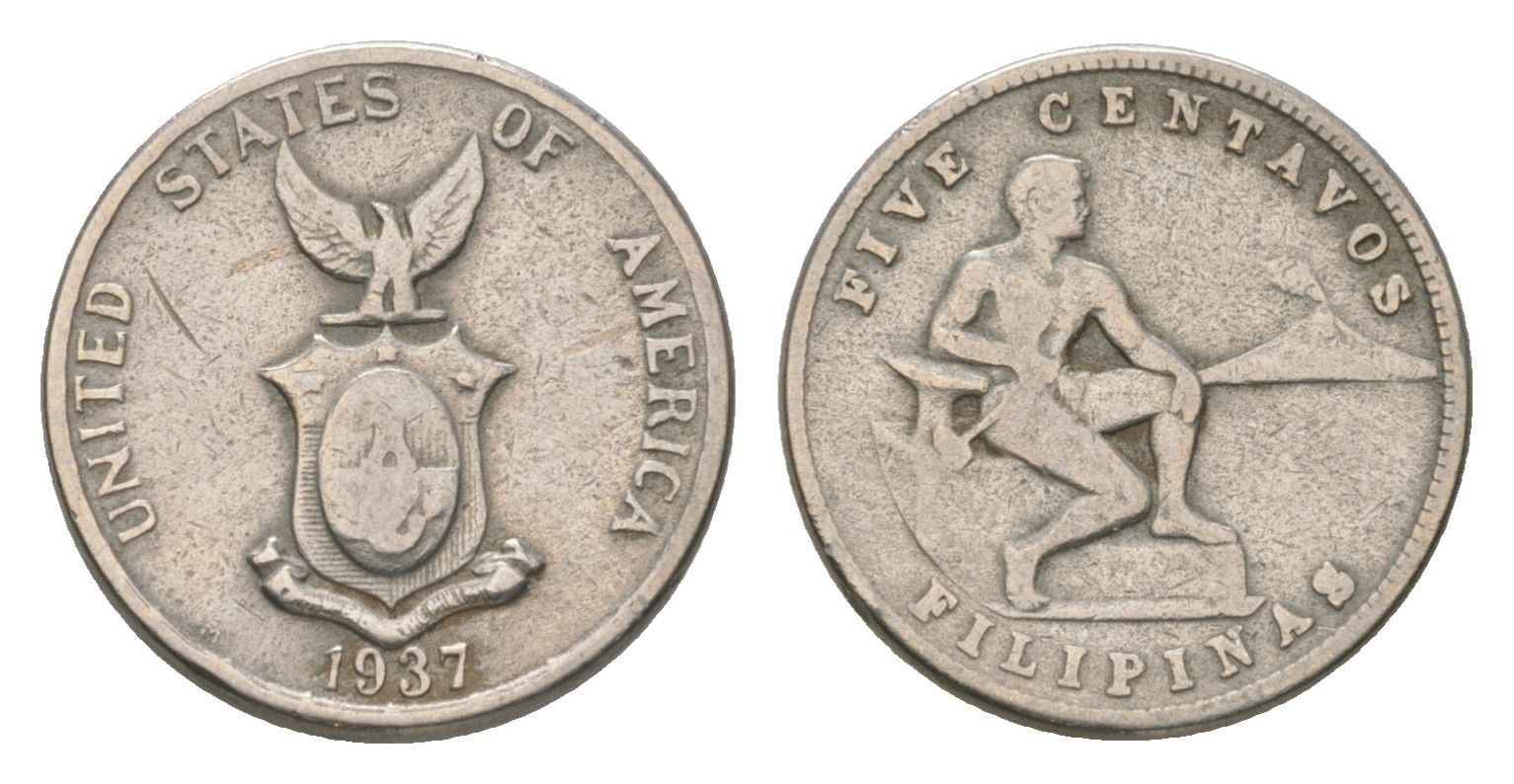 Филиппины 5 сентаво 1937 KM 180 медно-никель 4623-712