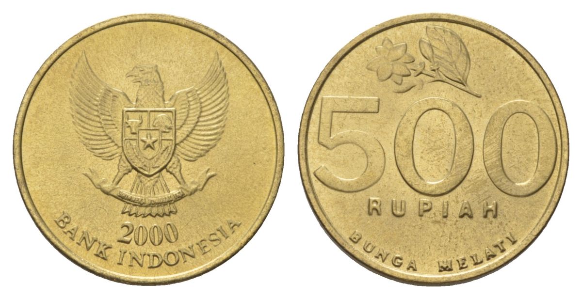 Индонезия 500 рупий 2000 KM 59 алюминиевая бронза UNC 4624-1025