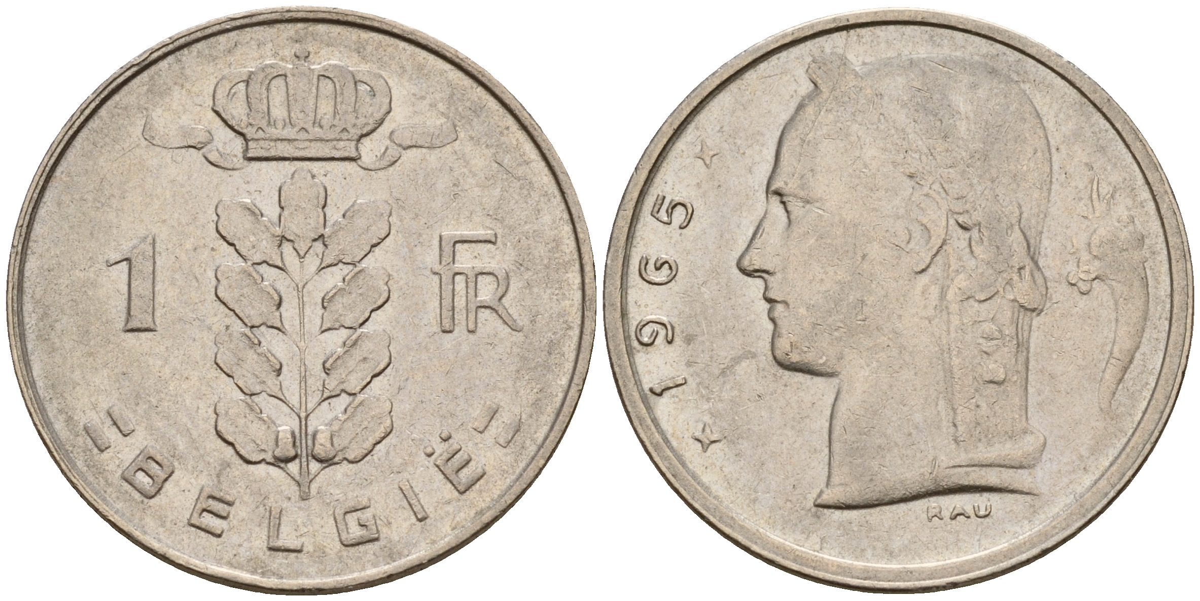 Бельгия 1 франк 1965 Belgie KM 143.1 медно-никель    4187-141