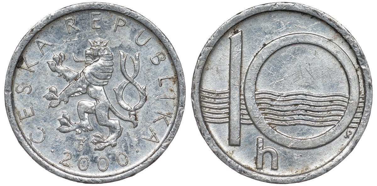 Чехия 10 геллеров 2000 KM 6 алюминий 4124-612