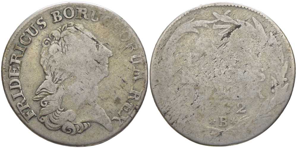 ПРУССИЯ 1/3 ТАЛЕРА 1772 В, ФРИДРИХ II (1740-1786) КМ 303 серебро 4391-317