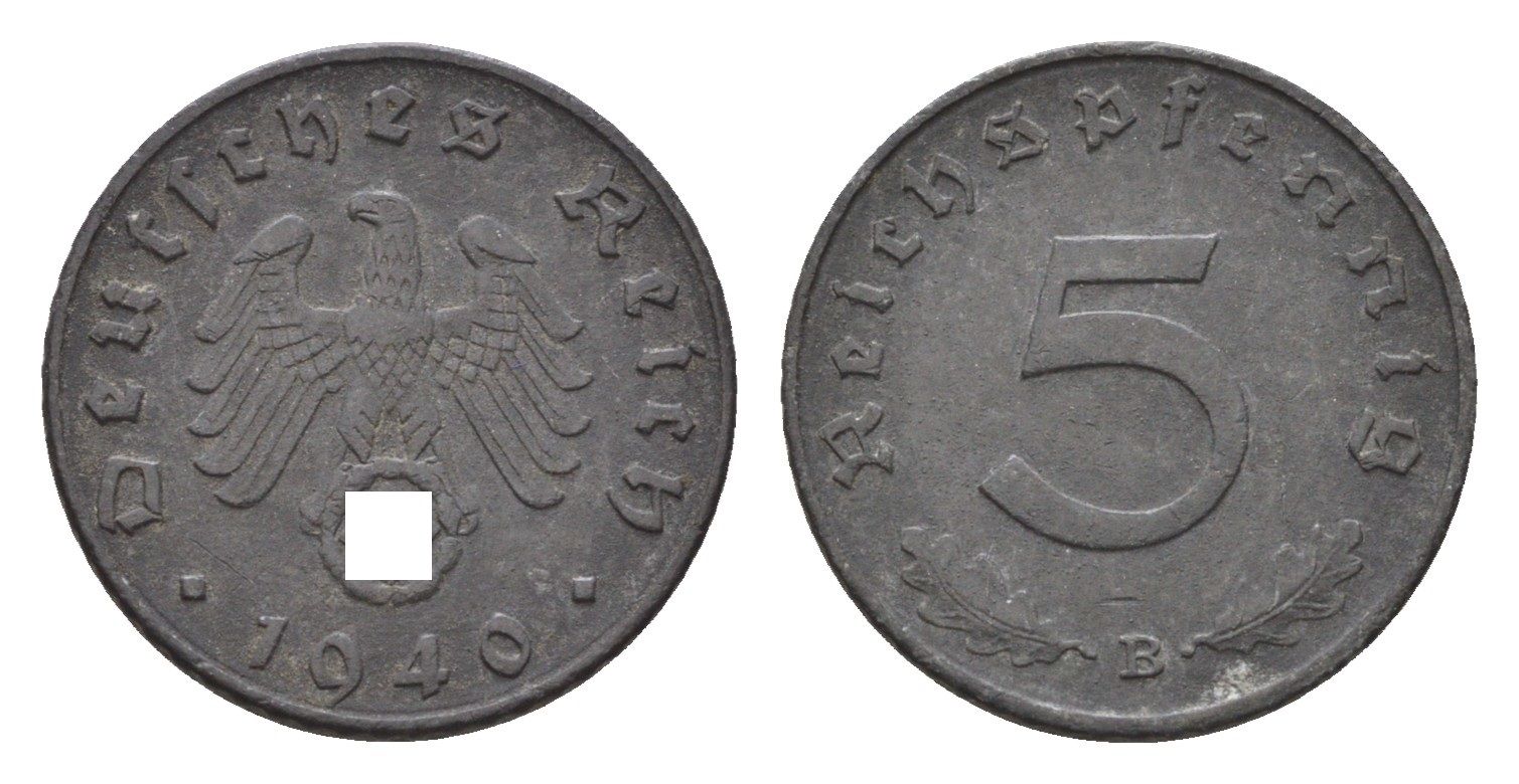 Германия 5 рейхспфеннигов 1940 E KM 100, J. 370 цинк 4684-232