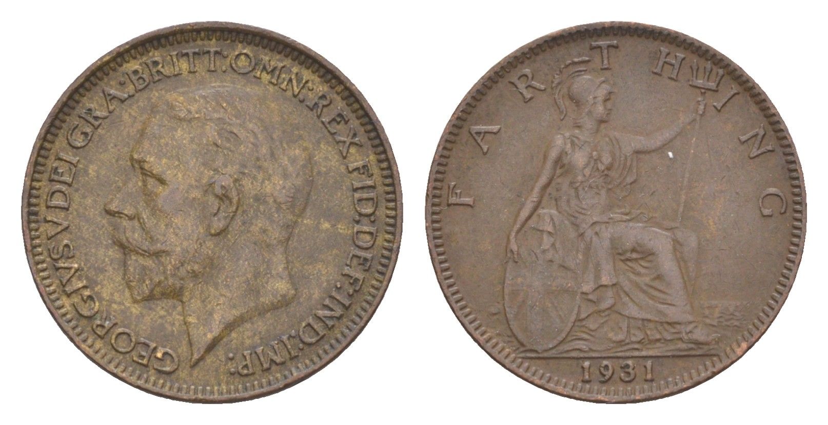 Великобритания 1 фартинг 1931 Георг V (1910-1936) KM 825, Spink 4061 бронза 3851-1067