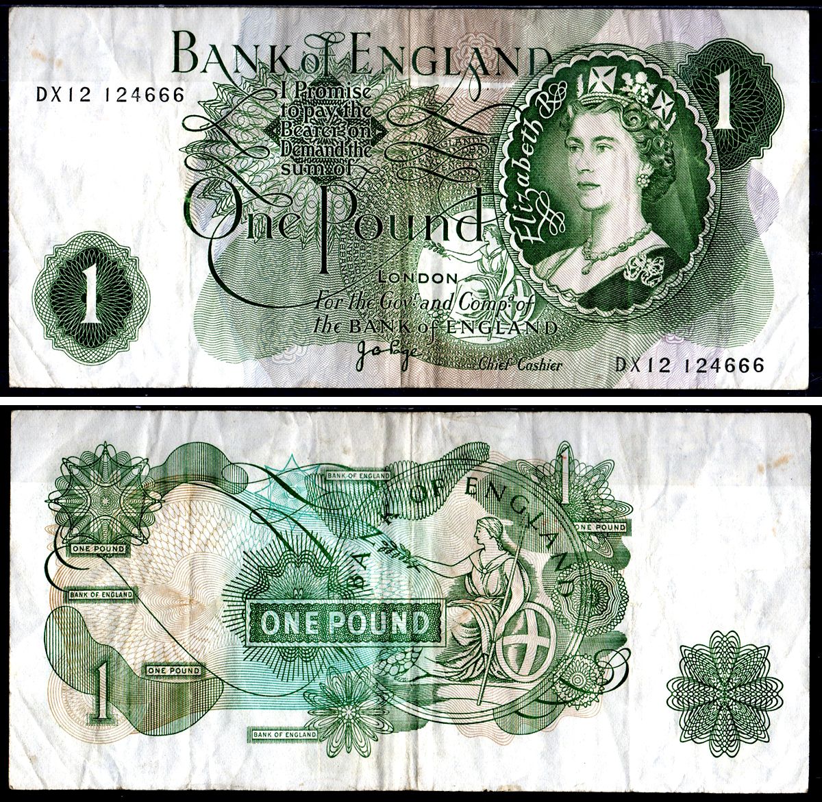 Великобритания 1 фунт ND (1960-1977) Pick 374 g бумага 7551-41-1-1