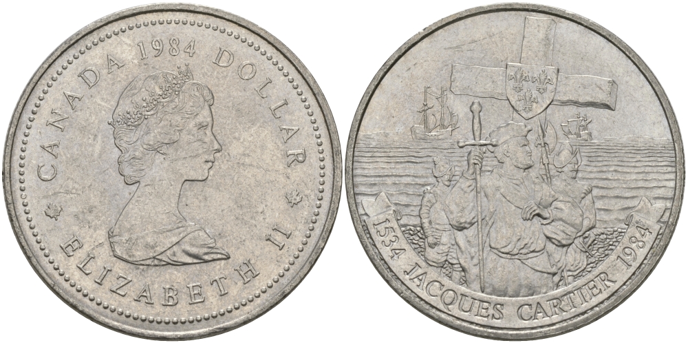 Канада 1 доллар 1984 Жак Картье KM 141 никель UNC 97-231