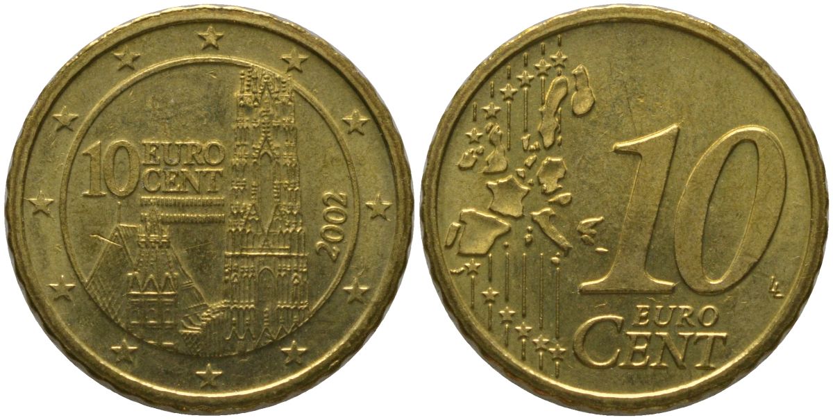 Австрия 10 евроцентов 2002 KM 3085 нордик 4567-433