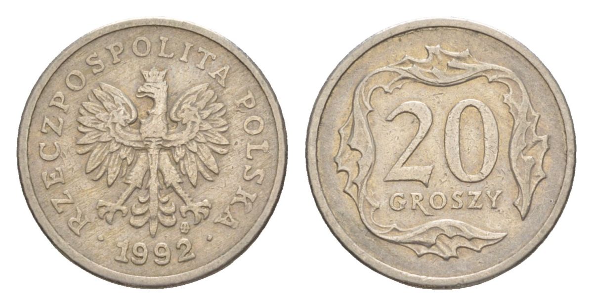 Польша 20 грошей 1992 Y 280 медно-никель 4625-1244