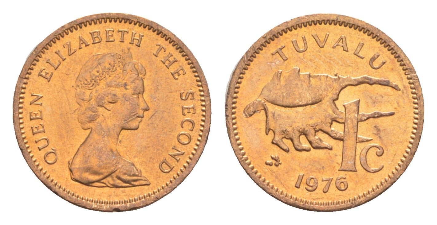 Тувалу 1 цент 1976 KM 1 бронза UNC 633-631