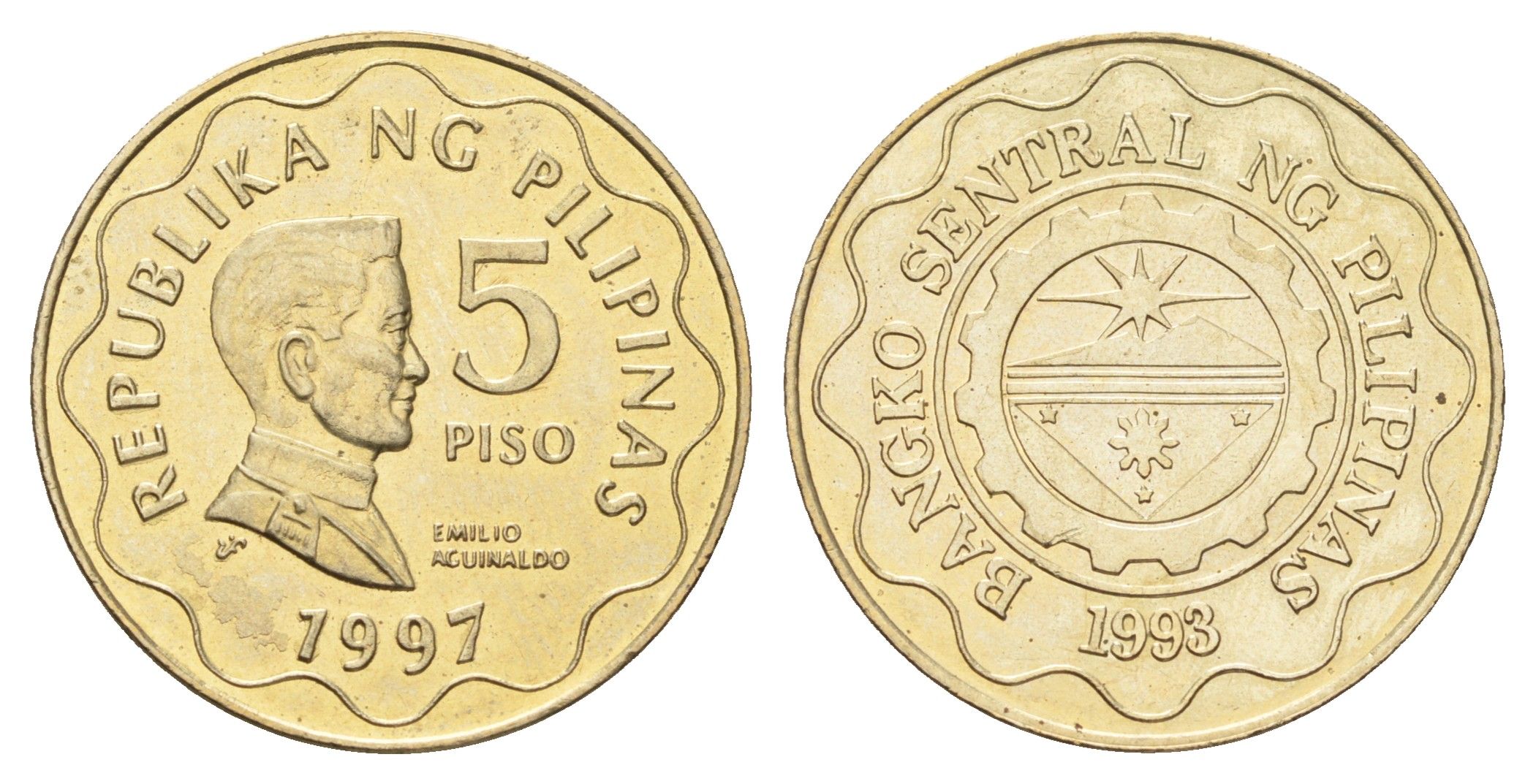 Филиппины 5 писо 1997 KM 272 никель латунь UNC 4666-646