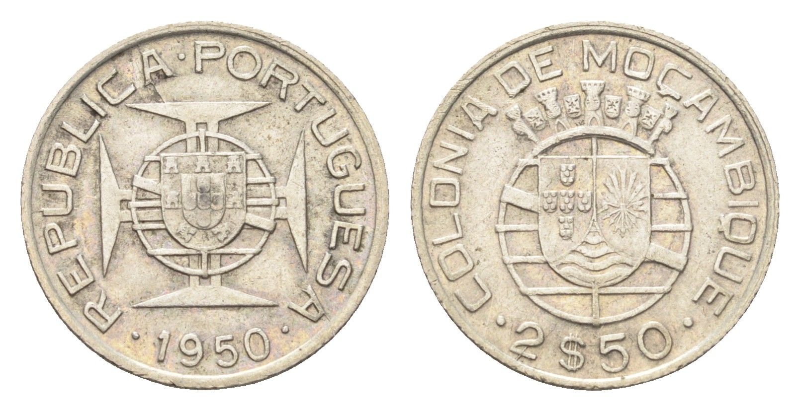 Мозамбик 2,5 эскудо 1950 KM 68 серебро 4659-912