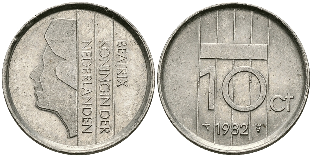 Нидерланды 10 центов 1982 Беатрикс (1980-2013) KM 203 никель 96-567