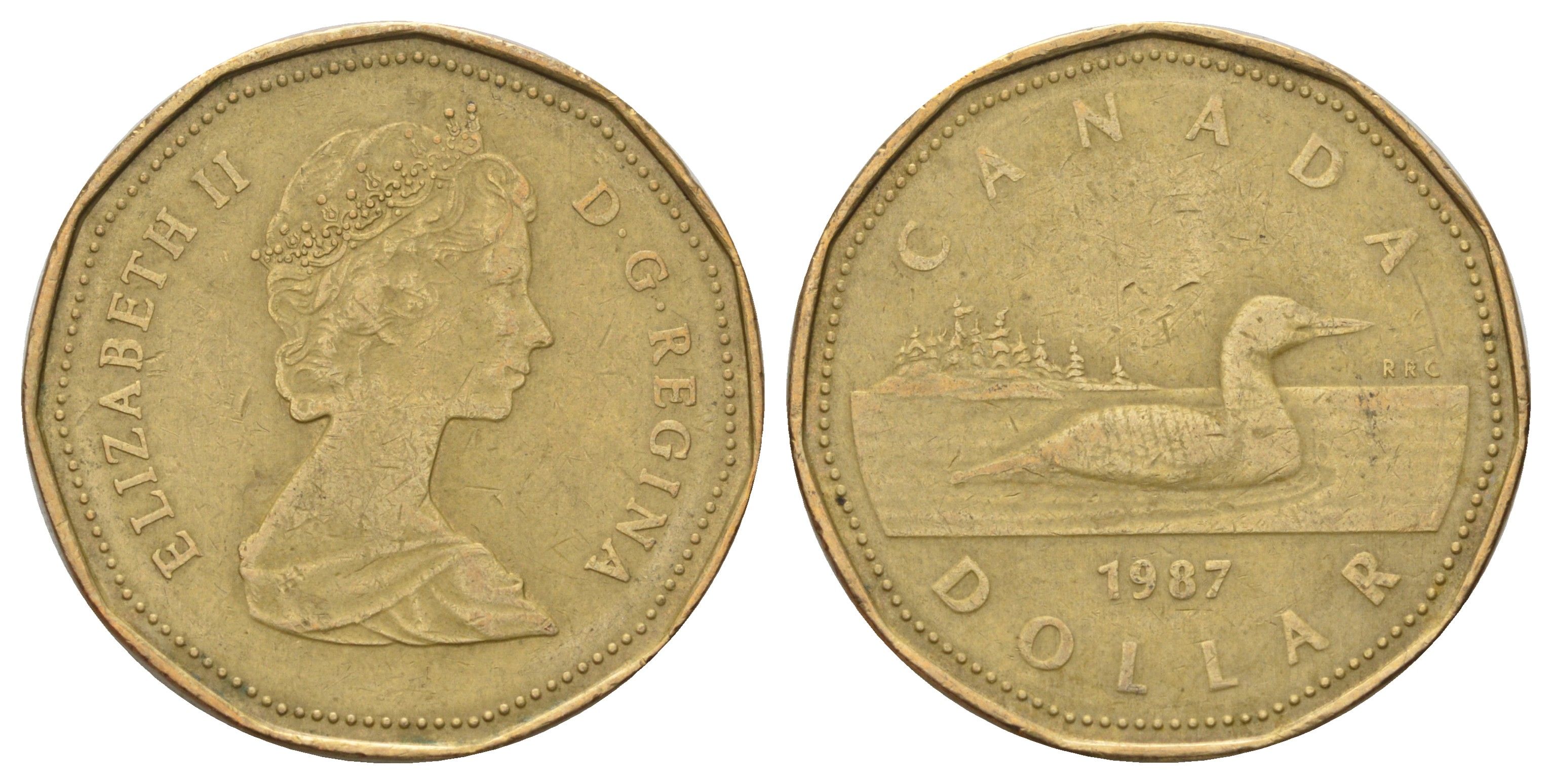 Канада 1 доллар 1987 Елизавета II (1952-2022), утка KM 157 никель плакированный алюминиевой бронзой 4688-424