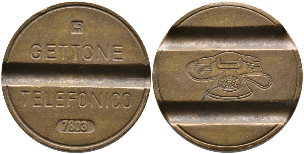 ИТАЛИЯ ТЕЛЕФОННЫЙ ЖЕТОН № 7803, ДИАМЕТР 24,5 ММ. латунь 65-1037