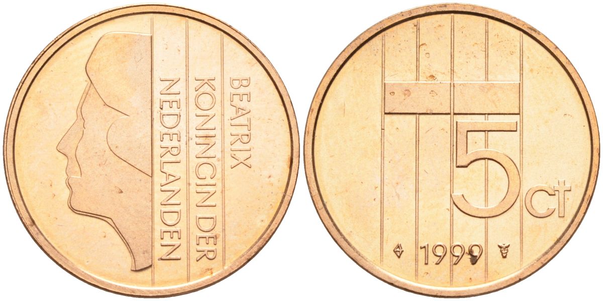 Нидерланды 5 центов 1999 Беатрикс (1980-2013) KM 202 бронза UNC 4116-311