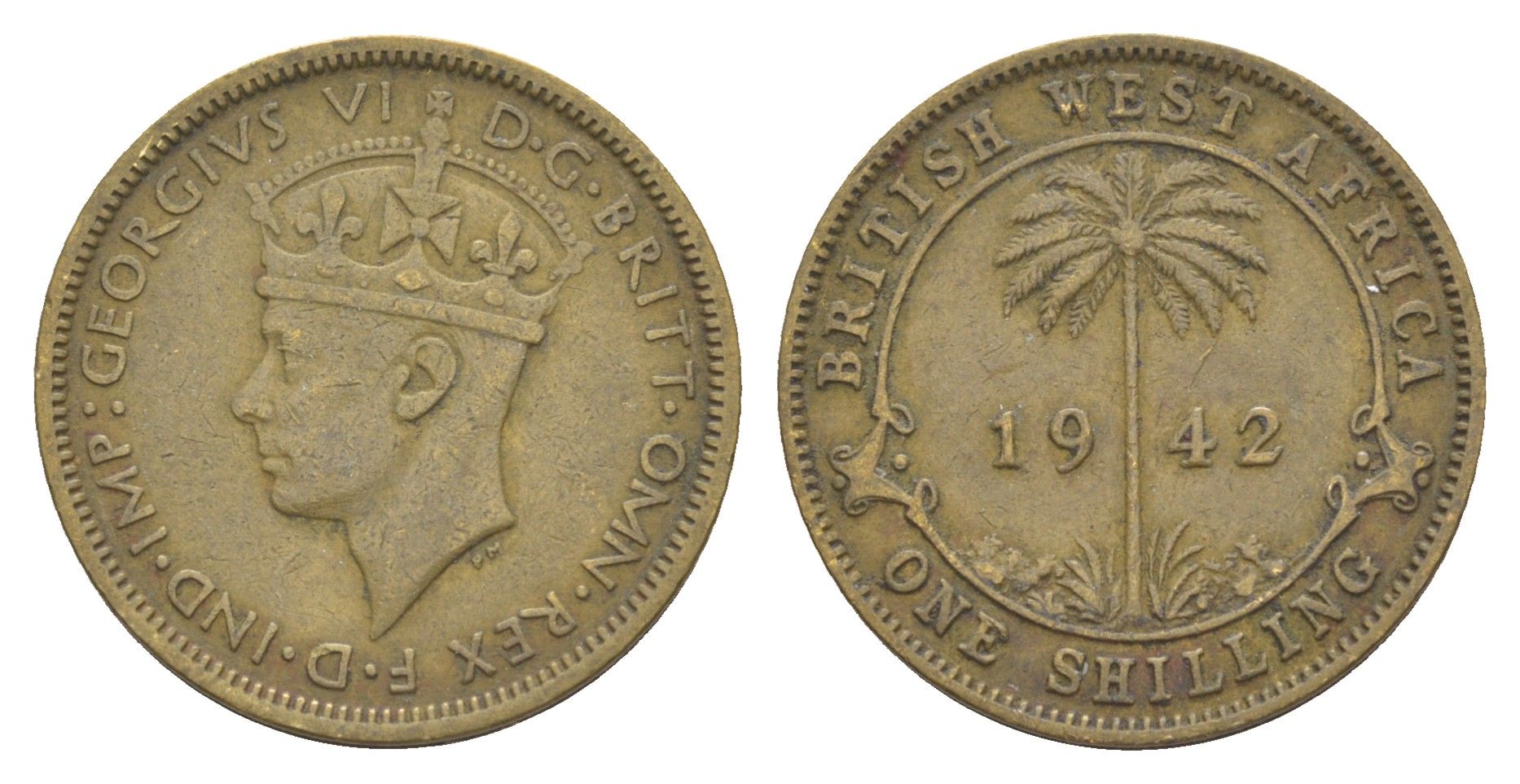 Британская Западная Африка 1 шиллинг 1942 KM 23 никель латунь 4642-156