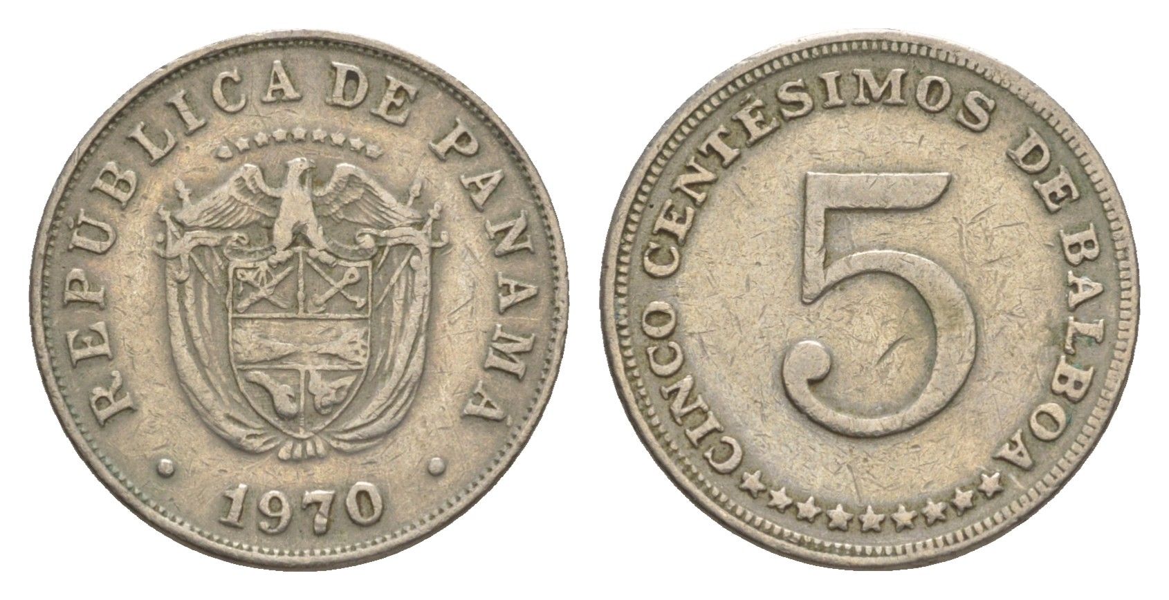 Панама 5 сентесимо 1970 KM 23.2 медно-никель 4644-636