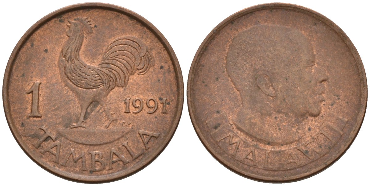 Малави 1 тамбала 1991 KM 7a сталь плакированная медью 4174-1046