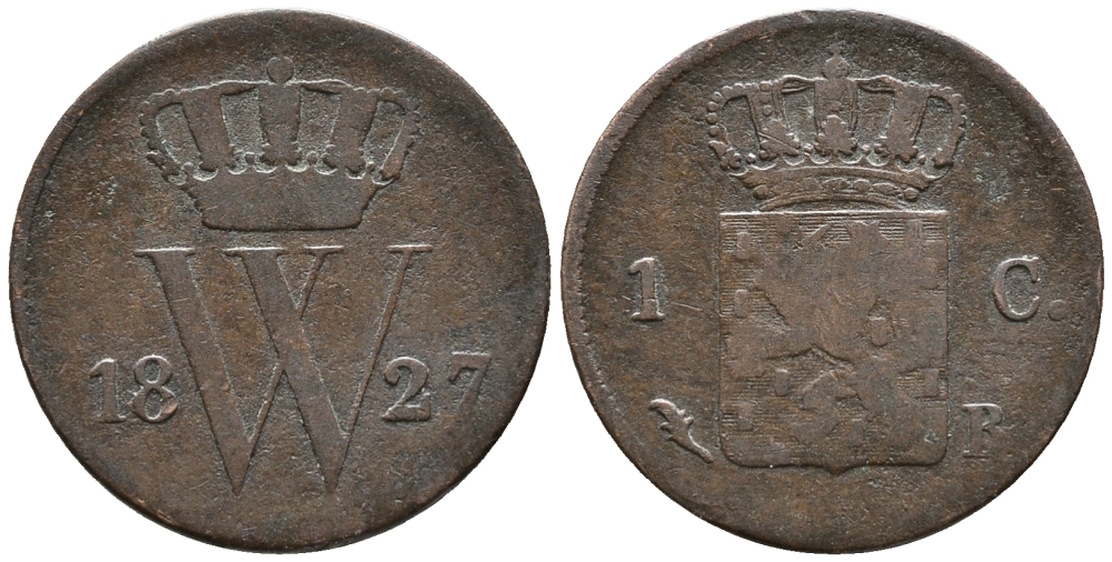 НИДЕРЛАНДЫ 1 ЦЕНТ 1827 В KM 47 медь 34-837