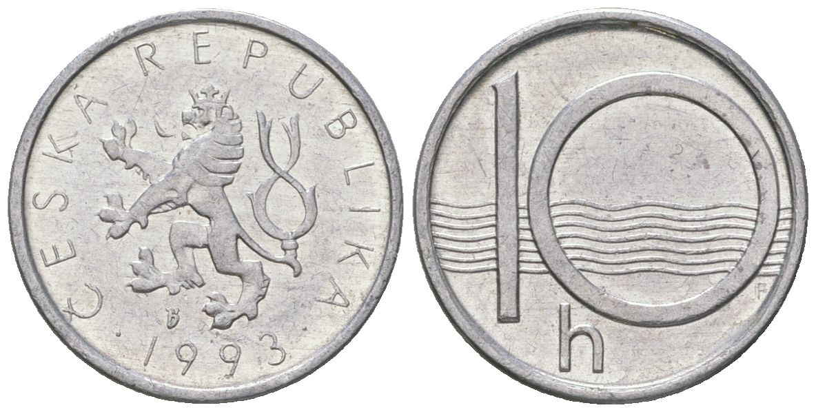 Чехия 10 геллеров 1993 b’ KM 6 алюминий 4532-723