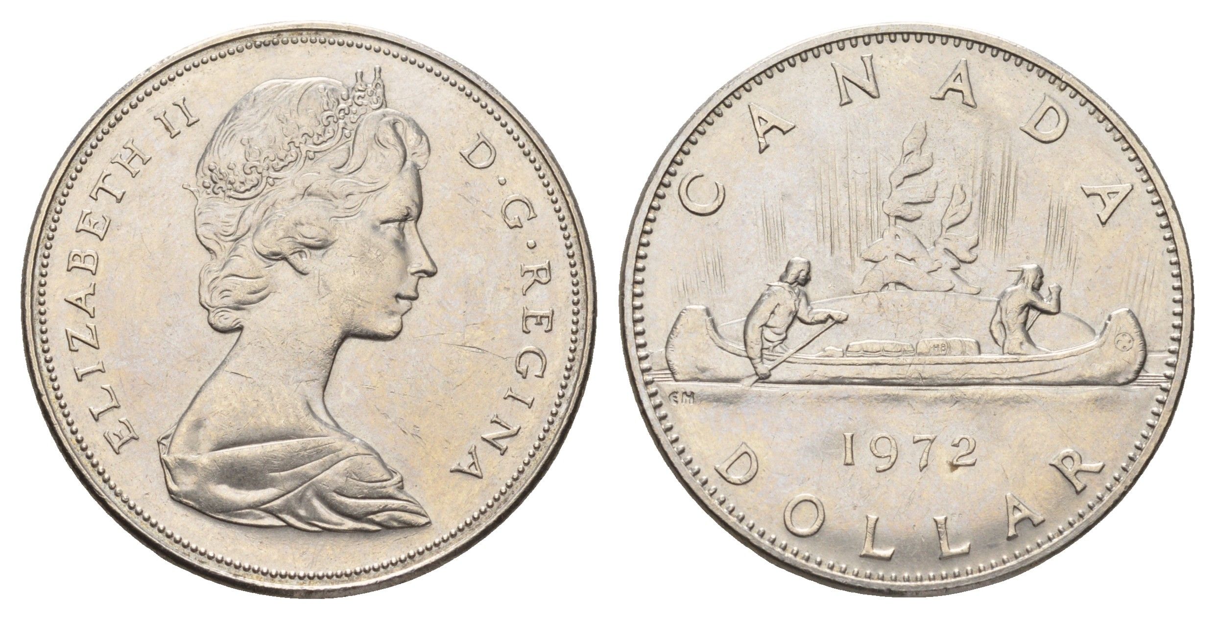 Канада 1 доллар 1972 Елизавета II (1952-2022), каноэ KM 76.1 никель 4565-916