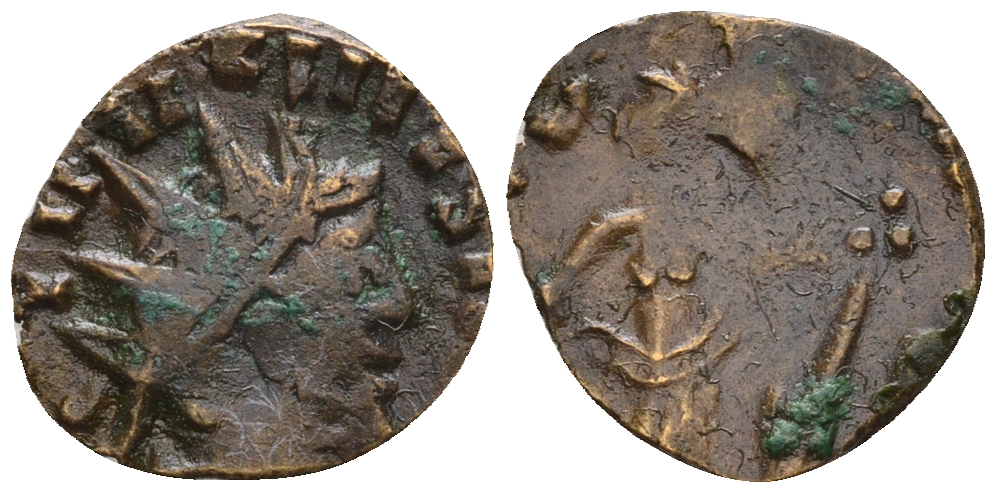 Римская Империя, императоры в Галлии антониниан 272 Тетрик, IMP C TETRICVS P F AVG, бюст императора / PAX AVG, Пация, персонификация Мира, локальная чеканка в Галлии RIC 100 биллон 1073-25-57