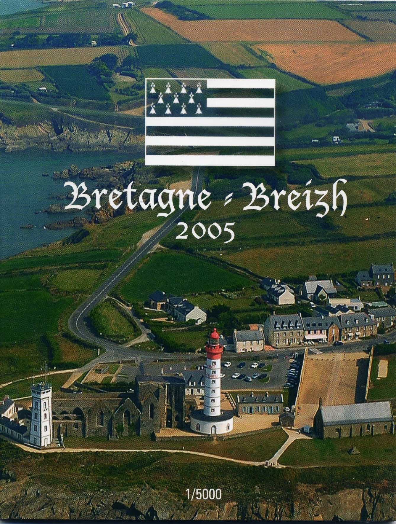 Франция, Бретань набор из 8 монет 2005 1 евроцент-2 евро, европробники, в оригинальном буклете UNC 00-00