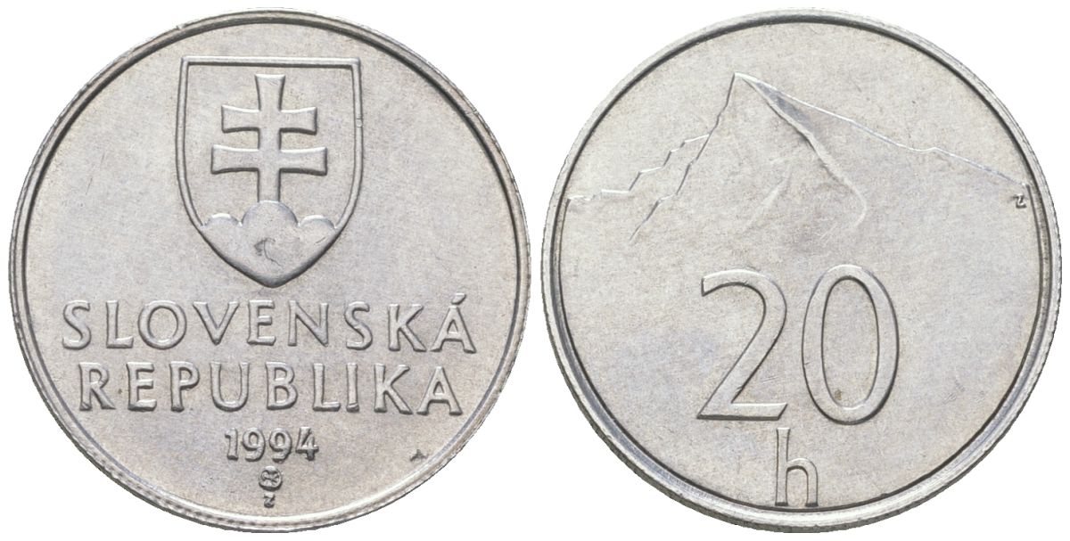 Словакия 20 геллеров 1994 MK KM 18 алюминий aUNC 4164-553