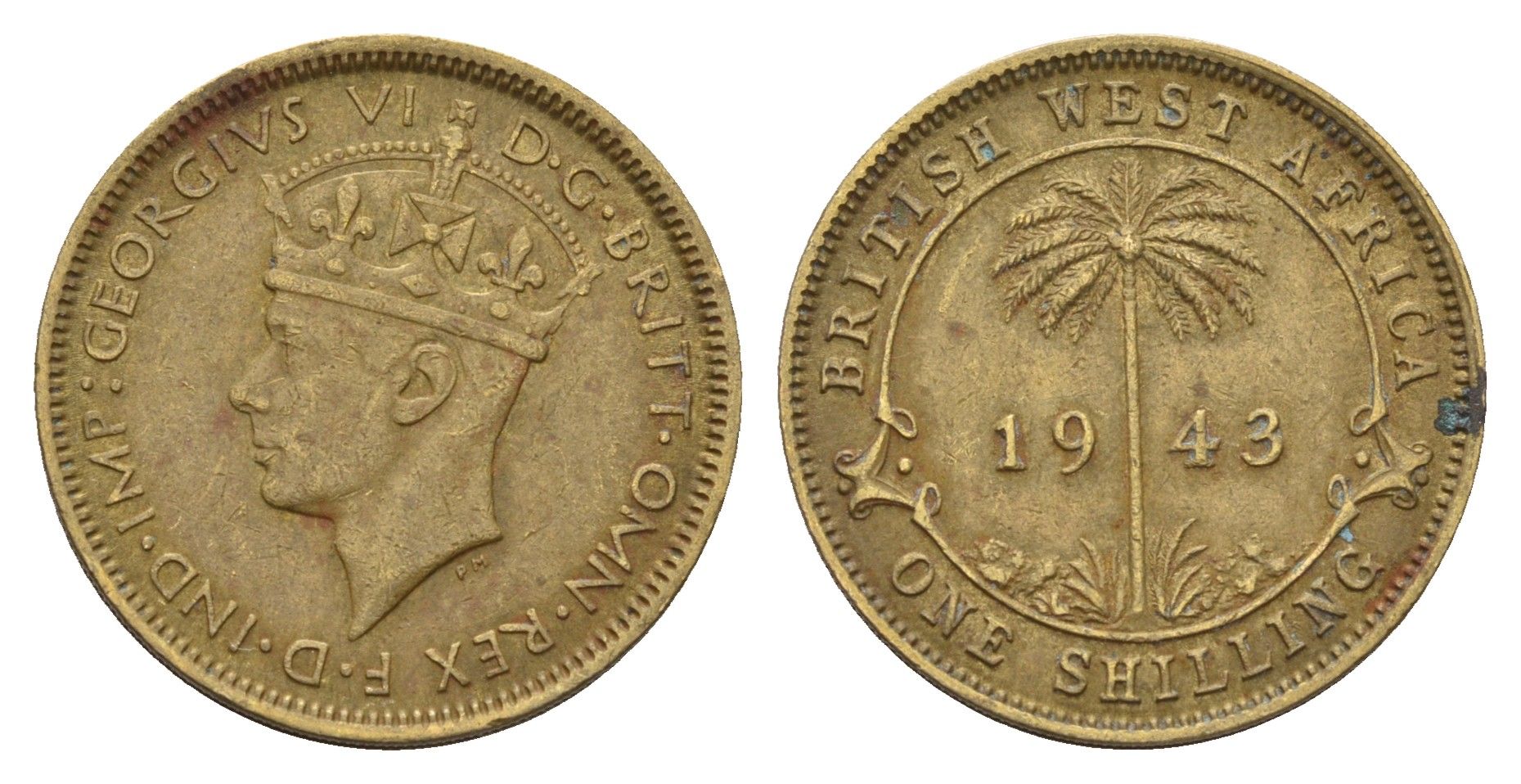 Британская Западная Африка 1 шиллинг 1943 Георг VI (1936-1952) KM 23 никель латунь 86-1415