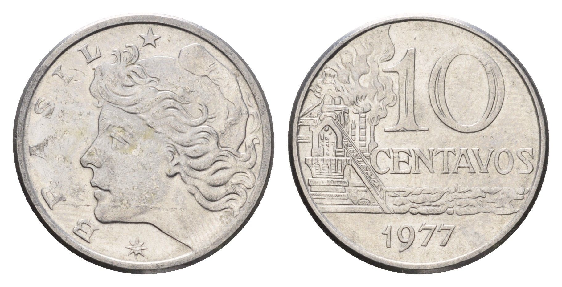 Бразилия 10 сентаво 1977 KM 578.1a нержавеющая сталь UNC 4686-652