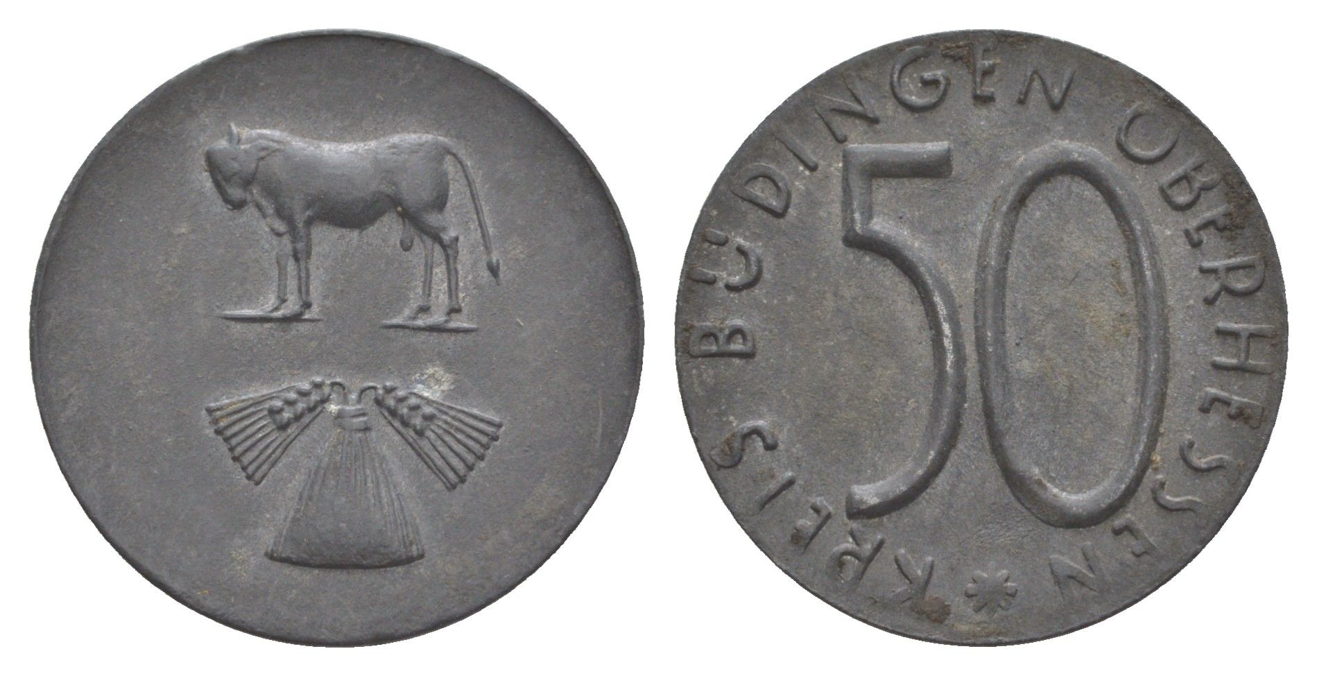 Бюдинген 50 пфеннигов ND Funck 63.2A, Men05 3954.2, Men18 5005.2 цинк 4637-1151