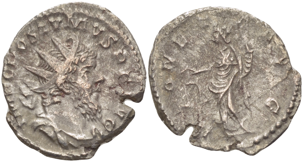 Римская Империя (императоры в Галлии) антониниан 260 - 269 Постум. IMP C POSTVMVS P F AVG / MONETA AVG, Монета с весами и рогом Изобилия, Колония Агриппины, Very fine RIC 315 биллон 1073-12-103