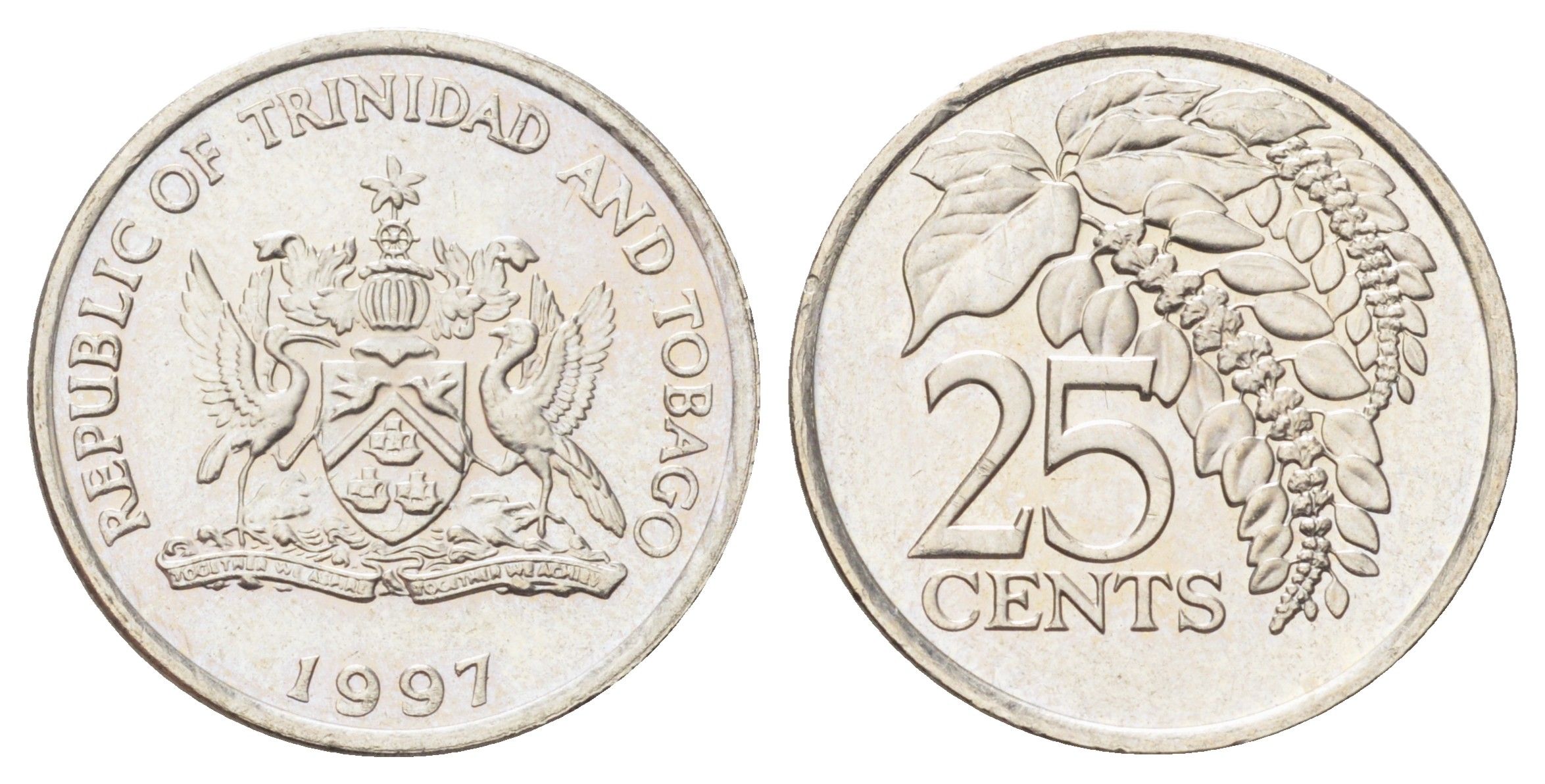 Тринидад и Тобаго 25 центов 1997 KM 32 медно-никель UNC 4697-1011