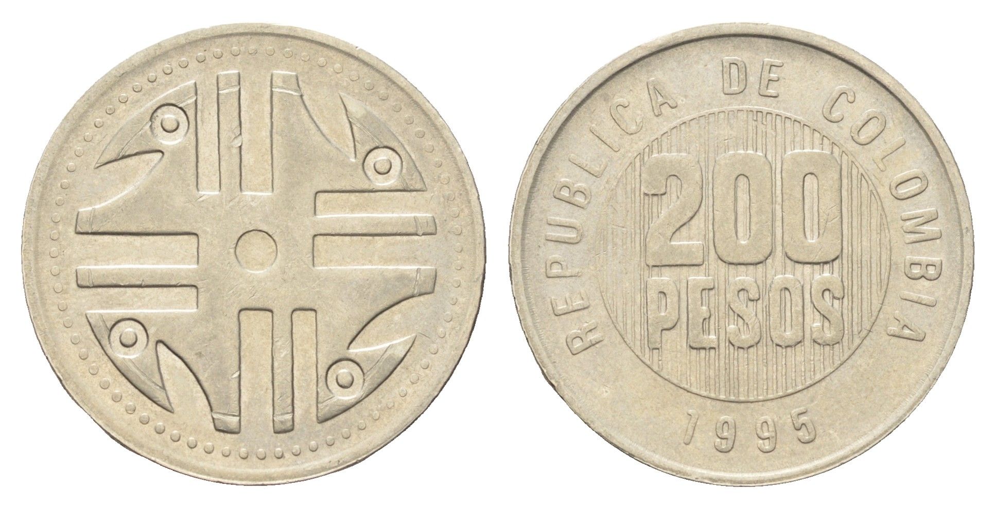 Колумбия 200 песо 1995 KM 287 медь цинк нкиель 4662-634