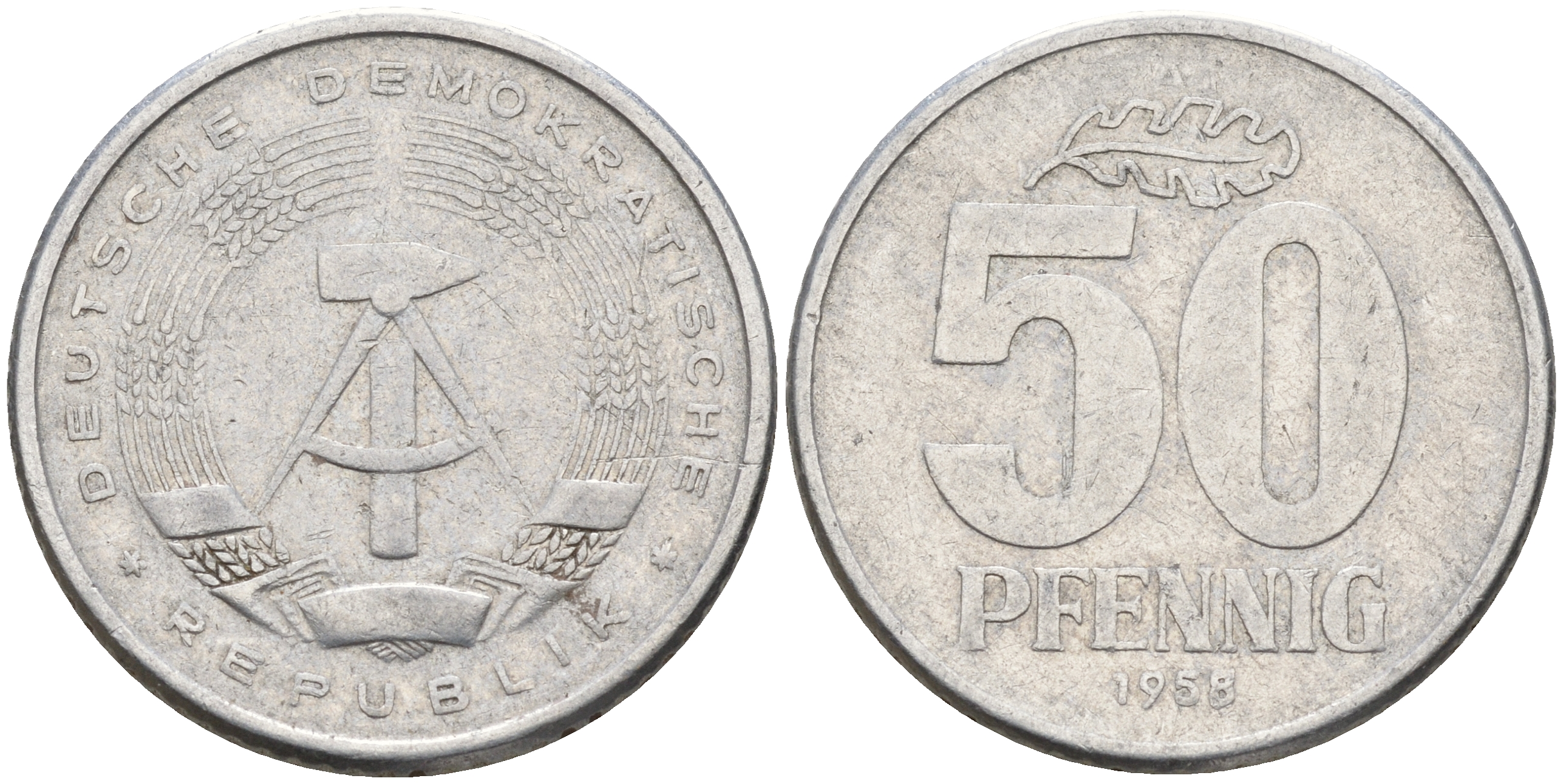 ГДР 50 пфеннигов 1958  KM 12.1 алюминий    4161-712