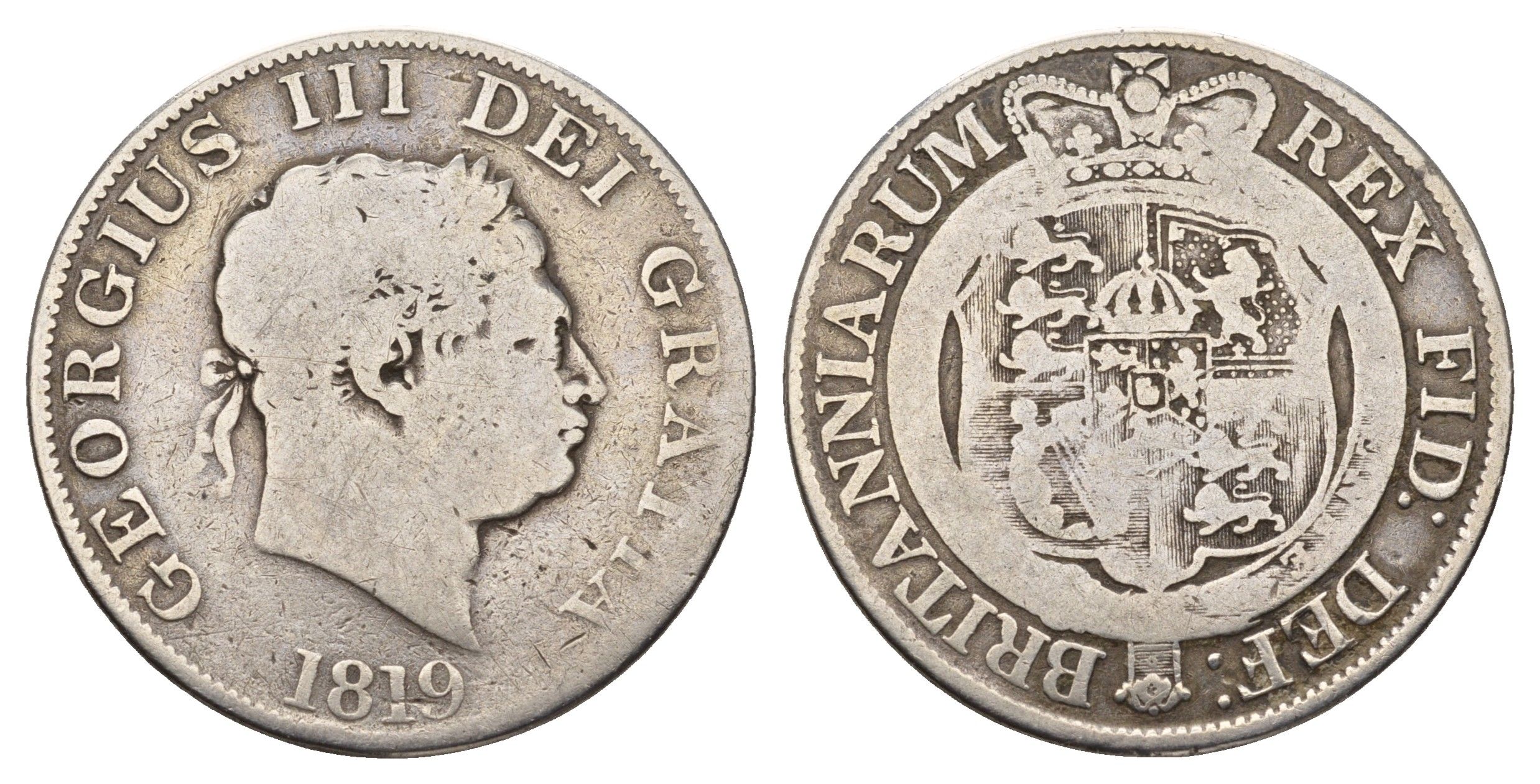 Великобритания 1/2 кроны 1819 Георг III (1760-1820) KM 672, Spink 3789 серебро 443-1525