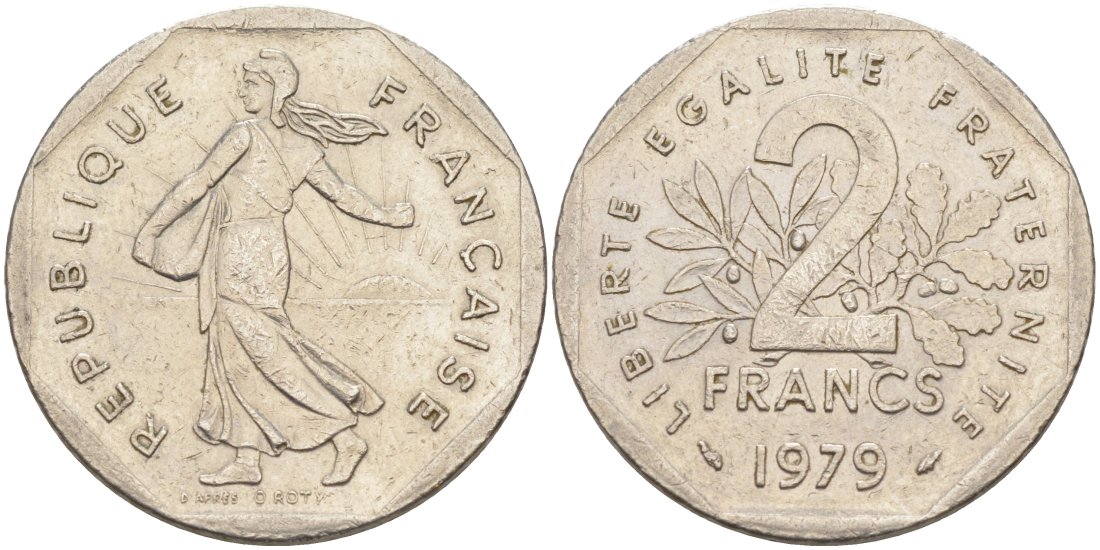 Франция 2 франка 1979 KM 942.1 никель 63-255