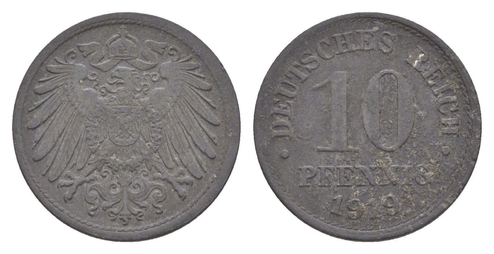 Германия 10 пфеннигов 1919 KM 26, J. 299 цинк 4640-342